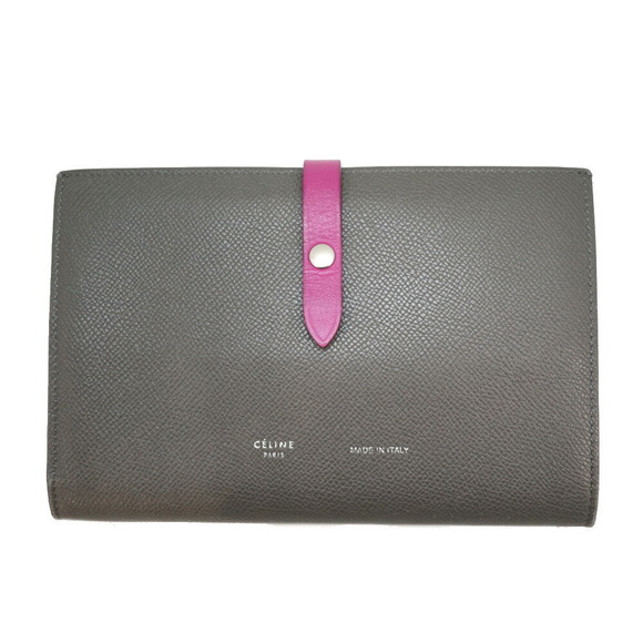 Celine Bifold Long Wallet Gray Leather - Picture 1 of 15